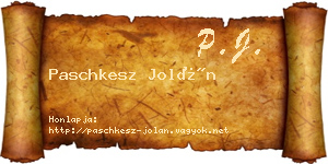 Paschkesz Jolán névjegykártya