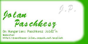 jolan paschkesz business card